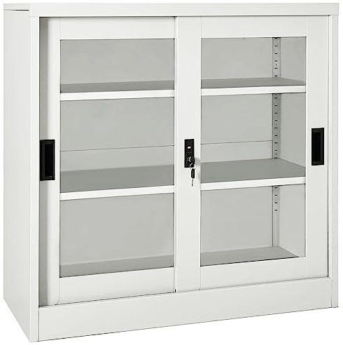 Lauuoeriau Home & Garden Möbel-Schiebetürenschrank Hellgrau 90x40x90 cm Stahl