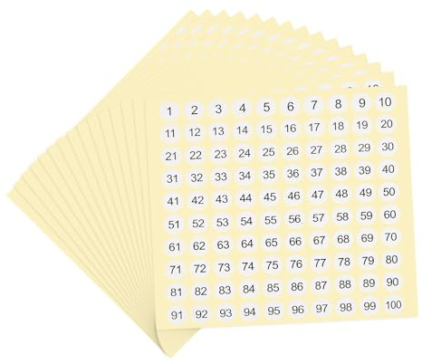 PATIKIL 15 Blätter 1500 Stück Zahlen Aufkleber 1-100, 1cm, Rund, Selbstklebende Klebezahlen, Nummer Sticker für Büros Schließfächerheim Klassifikation (Weiß, Schwarz)