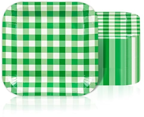 EVYIENEN 50 piatti di carta verdi, 17,8 cm, usa e getta, quadrati, per cene, dessert, feste, per compleanni, matrimoni, addio al nubilato, baby shower