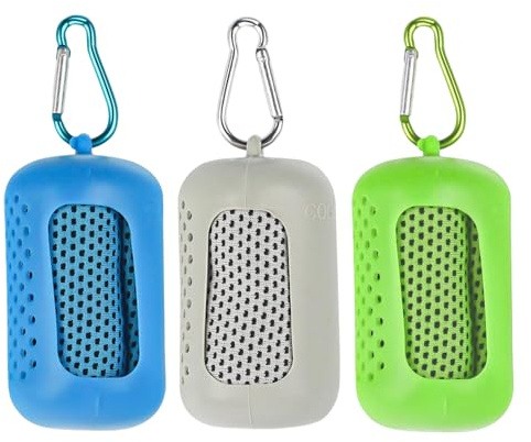 KLINNA 3 Stück Kühlendes Handtuch, Kühlhandtuch aus Mikrofaser für Nacken & Sport | Kühlende Handtücher Cooling Towel mit Silikonhülle, Kühltücher Gegen Hitze in 3 Farben