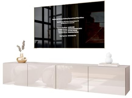 Lookway COLGANTE 200 cm TV-Schrank in Kaschmir Hochglanz – Hängende TV-Konsole mit optionaler LED-Beleuchtung (ohne LED Beleuchtung)