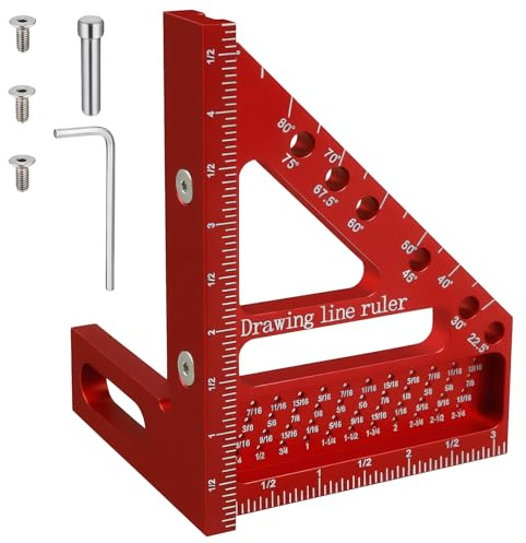 3D Carpenter Square 22.5° - 90° Multi - Angle Ruler Set with Angle Pin. High - Precision Tools for Engineers, Carpenters & Construction, Ideal for Woodworking & DIY