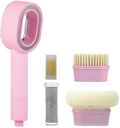 Filtersonic - Pommeau de douche 3 en 1 - Haute pression - Avec filtre - Filtre contre le calcaire - Augmente la pression - Avec éponge - Pour enlever l'eau dure - Métal lourd - Rose