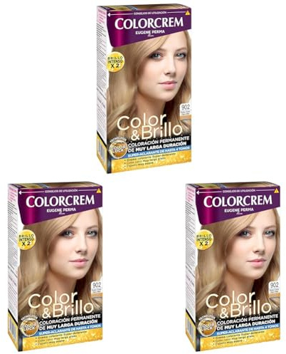 Colorcrem Color & Brillo, Tinte Permanente Mujer, Tono 902 Rubio Extra claro Miel, 115 ml (Paquete de 3)