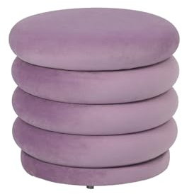 GILDE Hocker Syringa - zylindrisch - samtige Oberfläche - lila - Holz Polyester Schaumstoff - Höhe 40cm x Ø 43cm