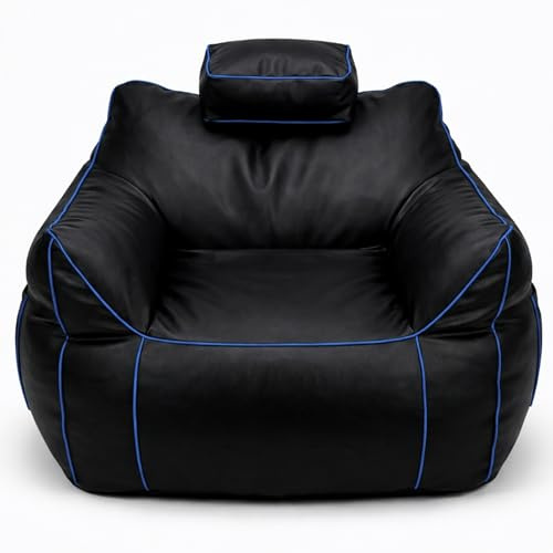 bananair – Gaming Sessel XXL - Schaumstofffüllung - Verstellbare Kopfstütze und 2 Taschen, Geeignet für Jugendliche & Erwachsene zum Spielen, Fernsehen und Entspannen (110×100×90 cm, Blau)