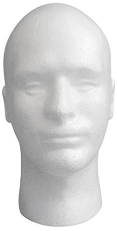 Holeider Männlich Kopf Modell,Styropor Schaum Schaufensterpuppe,Dummy-Perücke Brille Hut Display-Ständer