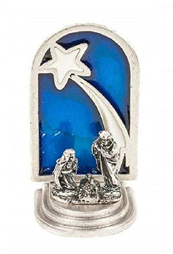 Eurofusioni Miniatur-Krippe mit Stern - Versilbertes Metall