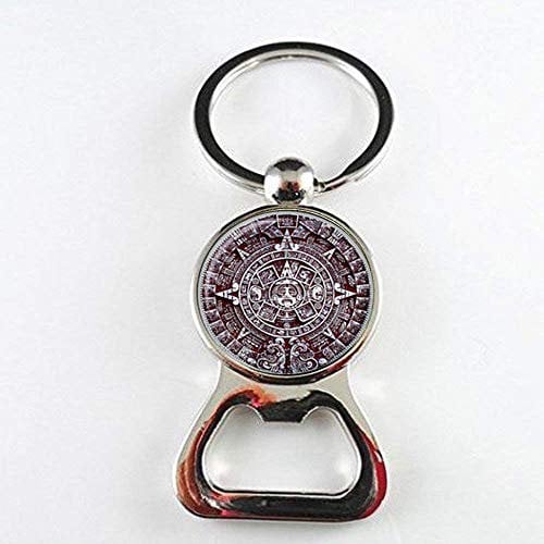 Azteken-Kalender mit Sonnensteinen, Flaschenöffner, Aztekenkalender, Schmuck, Glas, Foto-Schmuck, personalisiertes Geschenk