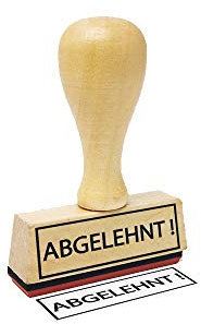 Stemplino® Textstempel - Abgelehnt ! - 50mm x 15mm Holzstempel mit Text Bürostempel Firmenstempel Stempel Büro Text Stempel