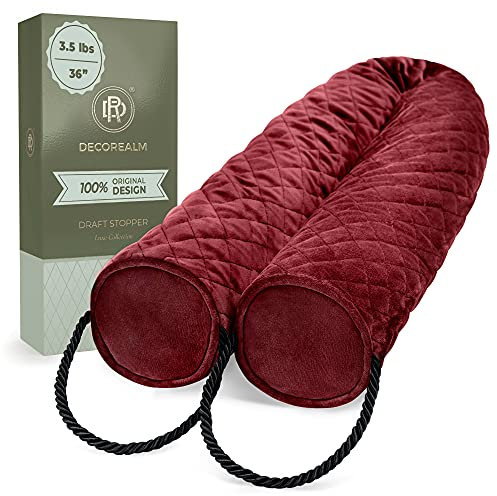 DECOREALM Robuster Zugluftstopper und Blocker, schalldichter Zugluftschutz für Türen und Fenster, dekorativer Zylinder bietet Türisolierung und Wetterabisolierung für Türen Modern 36 Red Cherry