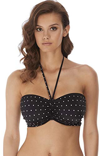 Freya Jewel Cove AS7233 WP Underwired Padded Bandeau Bikini Top Black 34DD CS