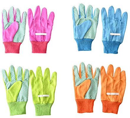 Rivanto Esschert Design Kinderhandschuhe aus Baumwolle/Polyester, 11 x 0,9 x 19,7 cm, pink/blau/grün/orange sortiert, Farbwahl nicht möglich