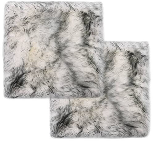 vidaXL 2X Stuhlauflage Sitzauflage Fellauflage Sitzpolster Sitzkissen Dunkelgrau Mélange 40x40cm Echtes Schaffell Lammfell Öko Lamm Echtfell