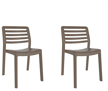 resol grupo GARBAR Wind Set 2 Silla Interior, Exterior | jardín, terraza, balcón, Salon, Cocina, Comedor | diseño, Ligero, apilable | Chocolate
