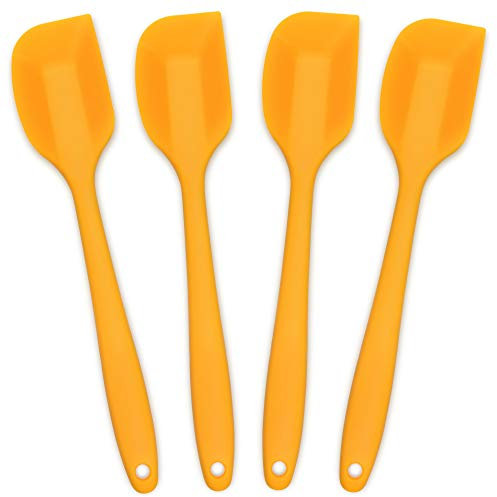 Silicone Spatula 4-Piece Set, Heat-Resistant Non-Stick Rubber Spatulas with Stainless Steel Core, Orange