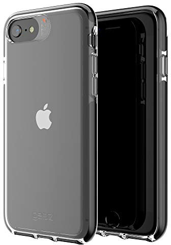 ZAGG Gear4 Piccadilly Protective Black Case D30 for Apple iPhone SE (2nd Gen), Slim, Shockproof, Wireless Charging, (Clear/Black)