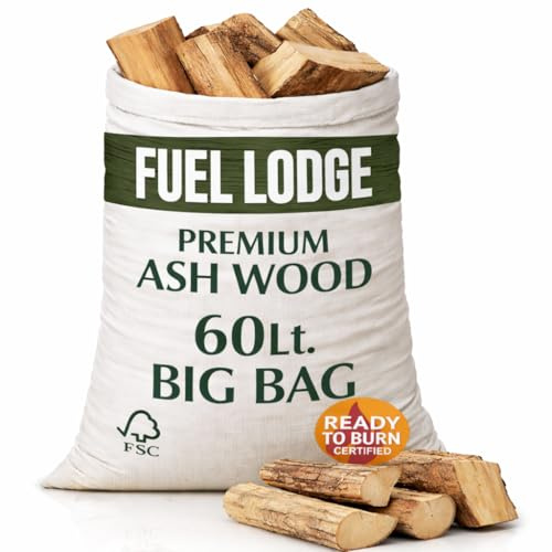 Fuel Lodge Kiln Dried Ash Firewood Logs 60L - FSC Certified Ready to Burn Hardwood, Low Moisture Under 20%, Long Burning Logs for Wood Burner, Pizza Ovens, BBQ & Chiminea