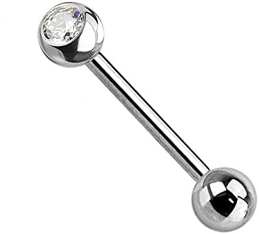 WARRIOR Piercing para lengua con barra estéril en acero quirúrgico Tamaño 14G (1,6 mm) Longitud 16 mm Paquete de una sola pieza PLS-059