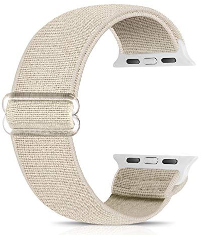 Ecogbd Correa de repuesto elástica compatible con Apple Watch de 38 mm, 40 mm, 42 mm, 44 mm, correa de nylon suave compatible con iWatch Series 6, 5, 4, 3, 2, 1, SE (beige, 38mm/40mm)