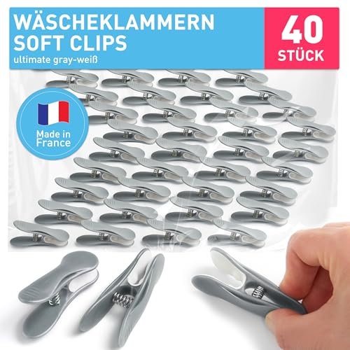 culiclean Wäscheklammern ohne Abdruck stabil in Blume Design 40x Wäscheklammer Illuminating weiß, robuste Kluppen Soft Grip Clip Clothes Pegs UV beständig Klammern zum Aufhängen von Wäsche, Socken