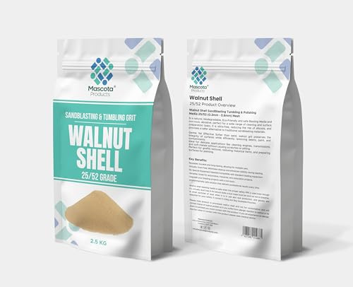 Walnut Shell SandBlasting Grit 25/52 Grade 0.3–0.6mm 2.5kg | Engine cleaning, reusable soft abrasive, silica-free and biodegradable for blasting and tumbling.