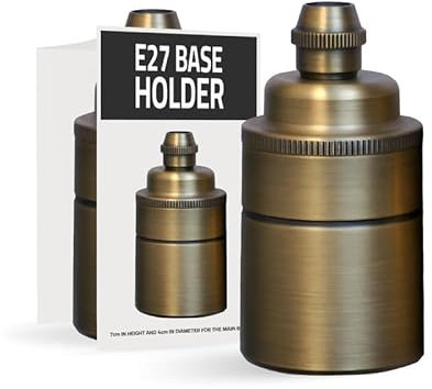 Lamp Holder E27 Base Metal Antique Bronze Brass Batten Heat Resistant Ceramic Light Socket, Screw Bulb Adapter with Wire Leads,for Pendant Lights, Ceiling Fixtures, DIY Lighting Projects – Green Brass