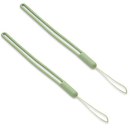 Lot de 2 dragonnes de poignet réglables en silicone étanche pour téléphone portable, clé USB, MP3, MP4, mini appareil photo Vert clair