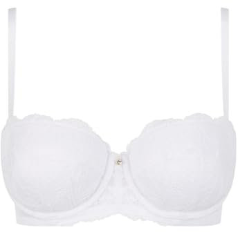 Ann Summers Bridal Sexy Lace Balcony Bra for Women with Underwire Padded Cups and Charm Detail, Push up Bra, Every Day Bra, Lace Underwear for Women White