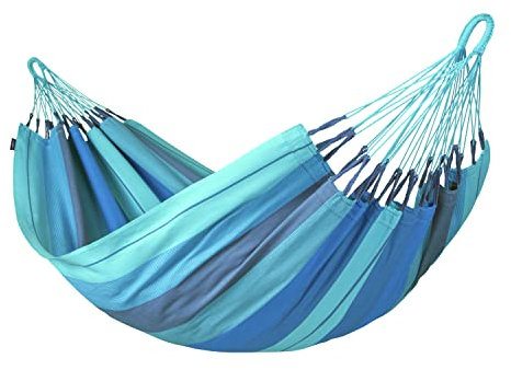 LA SIESTA® Modesta Lagoon - Klassische Einzel-Hängematte aus Bio-Baumwolle