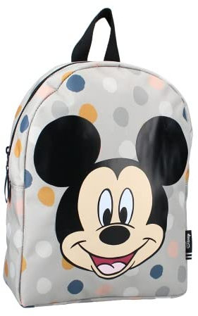 mybagstory Rucksack – Mickey Mouse – Disney – Kinder – Schule – Primär – Materal – Stickerei – Krippe – Unisex – Größe 31 cm – verstellbare Träger, grau