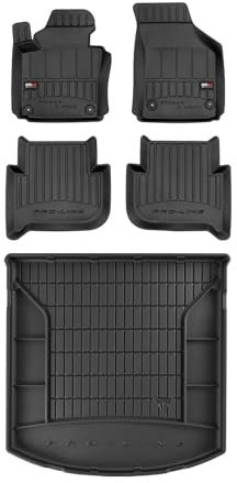 OMAC Fußmatten & Kofferraumwanne Set kompatibel mit VW Touran 2003-2010 Gummi Schwarz 5X