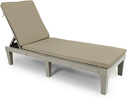 YITAHOME Sonnenliege mit Kissen, Gartenliege Wetterfest mit Verstellbarer Rückenlehne, Liegestühle für Draußen Bett mit 200kg Gartenliege für Patio/Strand/Terrasse/Pool, Taupe
