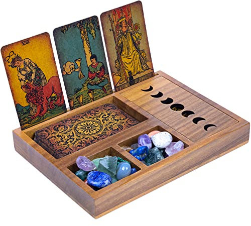 Curawood Supporto per carte di tarocchi, Visualizza le tue carte di affermazione giornaliere, Supporto per carte di tarocchi in legno, Forniture per altare pagano e wiccan, Decorazione dei tarocchi