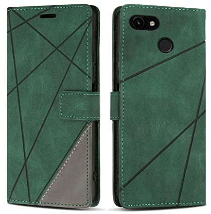 SONWO Etui Coque pour Google Pixel 3A, Protection Housse en Cuir PU Portefeuille Livre pour Google Pixel 3A, Emplacements Cartes, Vert