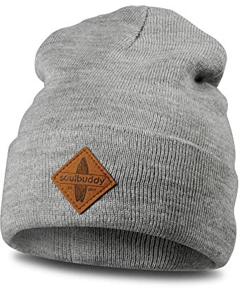 Soulbuddy Beanie für Kinder, stylische Strickmütze für Kleinkinder & Teenager, Kindermütze, 3 Größen verfügbar (S, M & L), warme Wintermütze für Jungen und Mädchen - Grau - M (45-49cm)