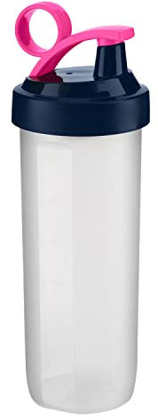 Protein Shaker Bottle, 740ml BPA Free Large Sports Water Bottles, No Blending Ball, Leak-Proof Screw-On Lid & Drinking Flip Cap, Durable Drink Bottle for Fitness Gym Camping Outdoor (Pink Ring Clip)