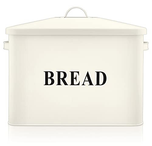 Herogo Bread Bin, Extra-Large Metal Bread Box for Kitchen, Vintage Tall Loaf Holder with Lid, Space Saving Loaf Storage Bins for Countertop, Holds 2 Loaves, 33x24.5x19 cm