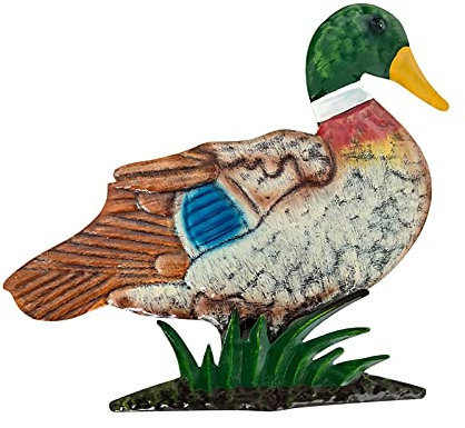 Garden Duck Statue, Metall-Enten Hofdekoration, Mandarin Ente Statue Dekorative Enten-Familie Nette Rasen Enten Gartenstecker Rasen Dekoration Für Draußen, Rasen, Garten, Hinterhof
