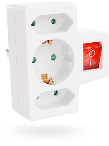 greate 3er Steckdosenadapter mit Schalter bis max. 3500W - Mehrfachstecker für Steckdose, Steckeradapter 3fach, Mehrfachsteckdose mit Schalter, Mehrfachstecker mit Schalter, Steckdosenverteiler