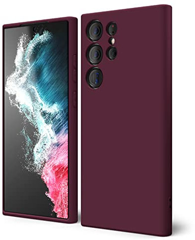 Oakxco für Samsung Galaxy S22 Ultra Hülle Silikon Case mit Kameraschutz, Ultra Dünn Bunt Handyhülle Mädchen, Einfarbig Handy Hülle Slim Schutzhülle, Matt TPU Weich Gummi Silikonhülle, Weinrot Bordeaux