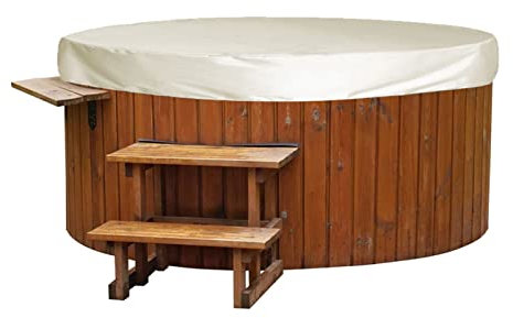 Runde Abdeckung für Whirlpools, Wetterfeste Universalabdeckung für Vier Jahreszeiten, Reinigung Des Whirlpools, Faltbare Schutzabdeckung für Außenwannen und Thermalbäder(210 * 30cm Beige)