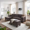 Home Deluxe - Sofagarnitur ROM - beidseitig montierbar, Farbe Braun - 242,6 cm x 154,3 cm x 90,8 cm - inkl. Hocker I Ecksofa Sofa Couch Wohnlandschaft