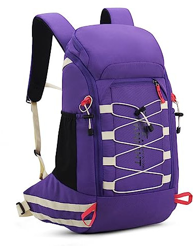 Bseash 40L Leichter wasserdichter Wanderrucksack mit Regenschutz, Outdoor Sport Reise Tagesrucksack Multifunktions Reisetasche für Camping Klettern Skifahren Radfahren (Violett)