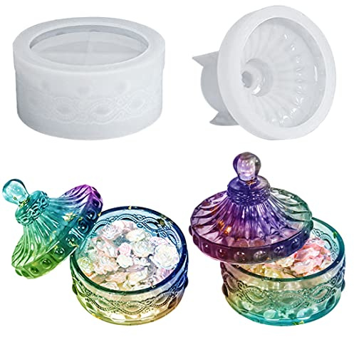 Voyyphixa Rund Silikonformen Epoxidharz Aufbewahrungsbox Mit Deckel Dose Gießharz Resin Formen Box Resin Molds für Kerzenhalter, Schmuck Aufbewahrungskiste, Basteln