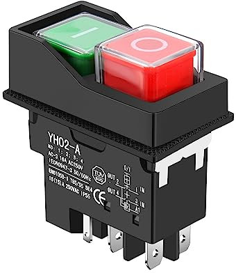 Gokelomg Notausschalter Wasserdichter Sicherheitsschalter KJD17 YH02-A KLD28 CK21 DZ-6 Elektromagnetischer Schalter Motorschutzschalter für Betonmischer und Werkstattmaschinen 5 PIN 200V-250V 16A IP55