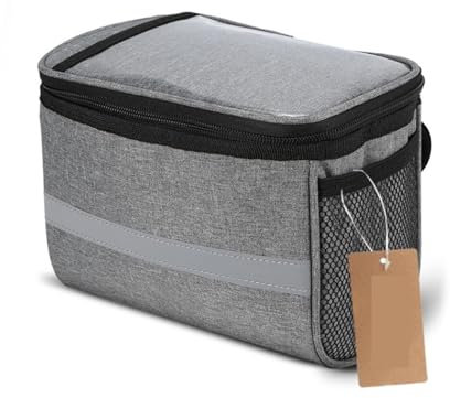 HKYBCF Radfahren Fahrrad isolierte Fronttasche MTB Fahrrad Lenkertasche Korbtasche Kühltasche mit reflektierendem Streifen (Color : Grey S)