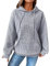 Damen Waffelmuster Hoodie Oversize Kapuzenpullover Langarm Sweatshirt mit Kapuze Solid Color Leicht Pullover Frühling Herbst Langarmshirt Pulli Plaid Hoody mit Kängurutasche Grau M