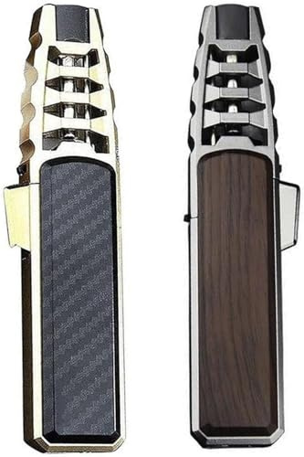Butane Torch Lighter, Windproof Straight Torch Blue Flame Lighter, Turbine Jet Torch Lighter, Refillable Kitchen Cooking Lighter with Safety Lock for BBQ, Baking(Gas Not Included) (Black+Gold)