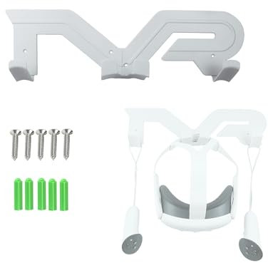 VR Wandhalterung Aufhänger Halterung kompatibel für Meta Quest 3 Headset Touch Controller Storage Rack Halter Display Zubehör für Meta Quest 1/Quest 2, Pico 4, Ventilindex (weiß)